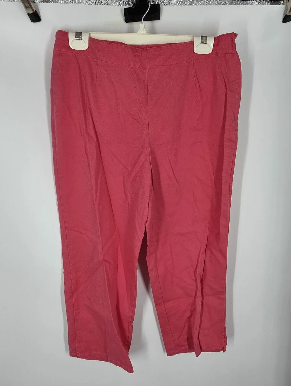 Susan Bristol Bright Pink Flat Front Straight Leg Trousers Pants Size 10 NWT